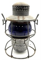 Antique Adlake Kero RR Lantern with Blue Globe