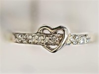 10kt White Gold 8 Diamond Heart-shaped Ring