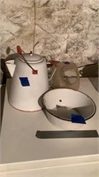 Enamel kettle and bowl