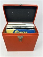 Vintage Record Case Includes Thirty Six 45’s