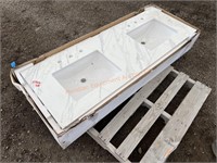 Quartz Double Sink Countertop 61 x 22- Cracked