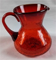 Vintage Red Crackle Glass Small Pitcher Creamer