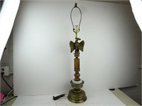 Vintage Eagle Pot Metal & Wood Lamp 3ft