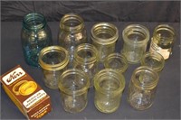 12 Various Vintage Canning Jars War Box of Lids