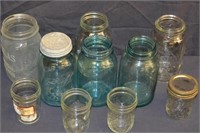 10 Vintage Canning Jars Various Sizes