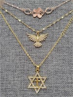 (3) Sparkly Goldtone Necklaces