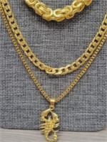 (3) Chunky Goldtone Necklaces