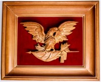 Vintage Eagle Emblem Wood Sculpture Carving