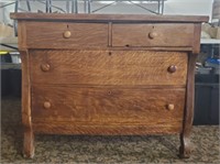 Antique 4 drawer wood dresser 42"×21"×34"