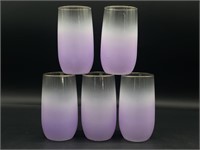 Vintage Purple Satin Frosted Glass Cups 5”