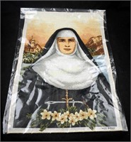Vintage New Italian Nun Woven Tapestry Picture
