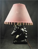 Mid Century Black Ceramic Horse Head Lamp