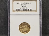 1995 Olympic W Olympics $5 Gold Coin Graded MS 69