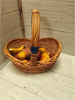 Basket with Stone/rubber/cement fruits