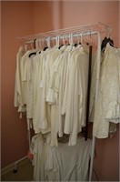 Metal Clothes Rack & Contents - White & Off Whites