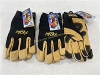(3) Iron Flex Leather Work Gloves Sz 2XL