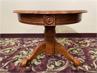 Oak Round Claw Foot Side Table