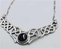 Sterling Silver Black Onyx Celtic Knot Necklace