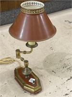Vintage Brass Metal Shade Table Lamp