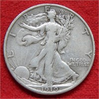 1919 S Walking Liberty Silver Half Dollar