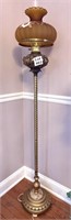 Ornate Antique Floor Lamp Hand Painted Amber