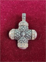 Sterling Silver and Marcasite Cross Enhancer