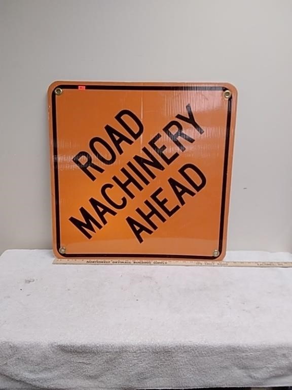 Road Machinery ahead sign plastic