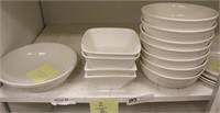 Shelf lot: 4 covered butter dishes & asstd bowls