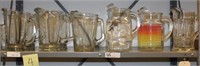 Shelf lot:8 assorted glass pitchers