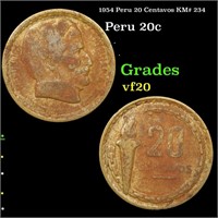 1954 Peru 20 Centavos KM# 234 Grades vf, very fine