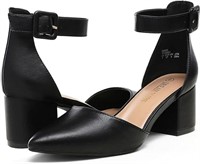 Dream Paris Women's 9 Low Block Heeled Shoe, Black