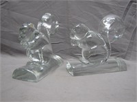 Pair Of Glass Squirrel Paper Weights