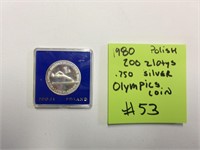 1980 .750 silver polish olympics ny coin