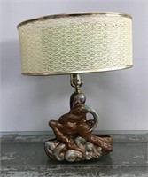 Mid century ceramic Gazelle TV lampw/ shade
