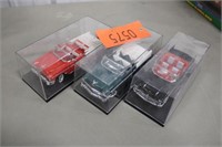 3 - Chevy Cars w/Display Cases