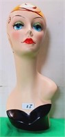 28 - HAND PAINTED CERAMIC BUST 19"T (A55)