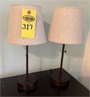 2 Lamps With Phone Charger 18" H