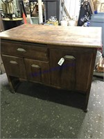 WOOD DESK W/ TIP-OUT DRAWERS, 25 X 42 X 32" TALL