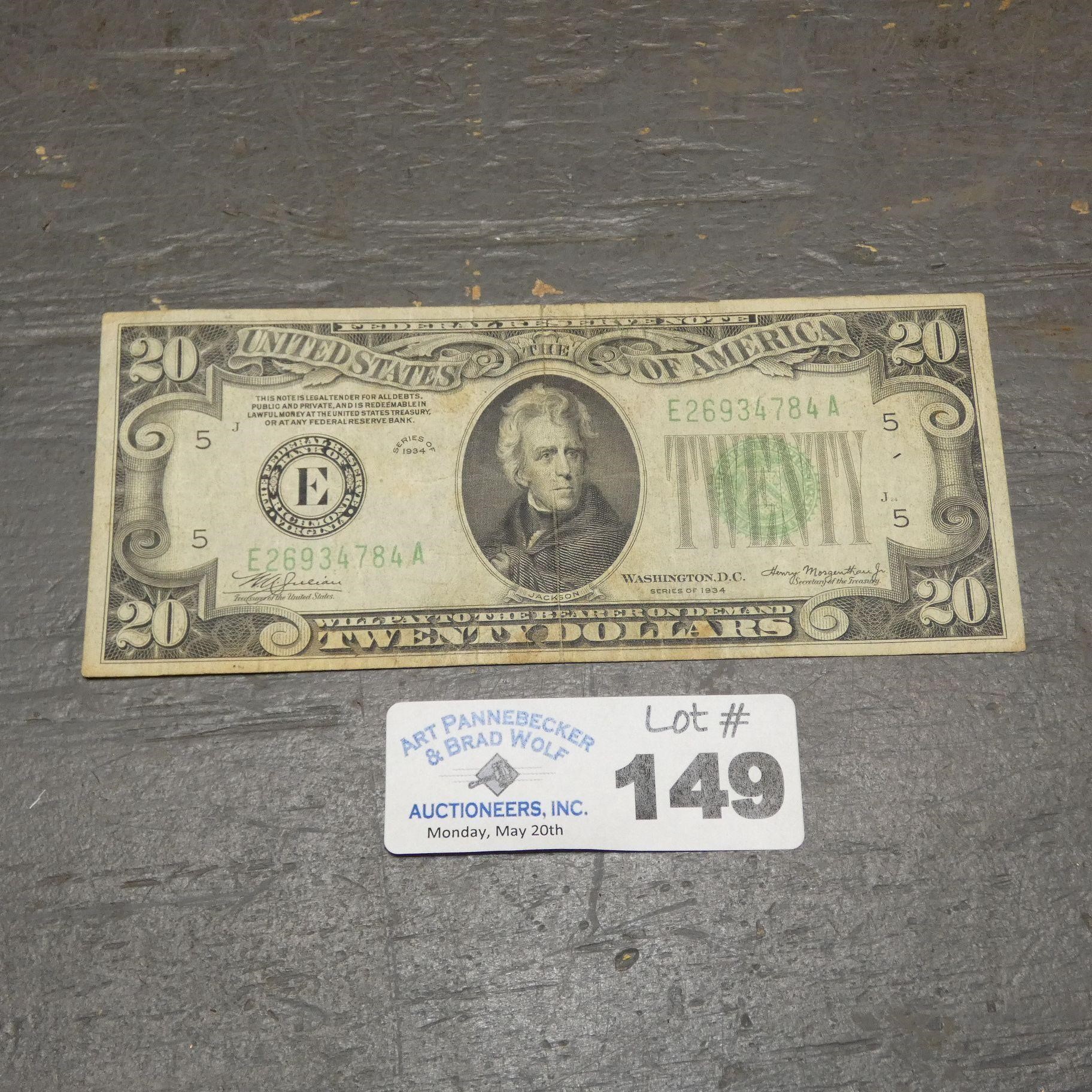 Series of 1934 $20 Bill