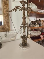 Vintage Cherub Crystal Scales. Decor. 19H