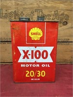 Shell X-100 20/30 Gallon Oil Tin