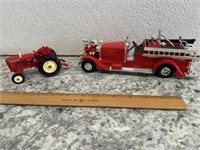 Ertl fire truck & David Brown tractor.