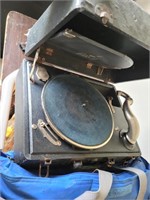 Vintage Record Player & Record Collection