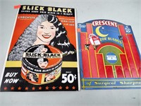 Vintage display signs for crescent razor blades