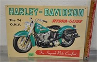 Metal Harley Davidson sign, 17.5x12