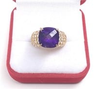 Sterling Gold Tone Purple Amethyst Ring