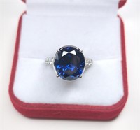 Sterling Silver Deep Blue Sapphire Ring