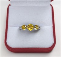 Sterling Silver Citrine 3-Stone Ring