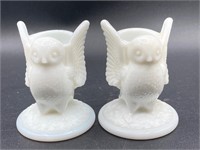 Westmoreland Milkglass Owl Toothpick Holders