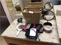 Blood pressure kit, mirror, soap dishes, trinket
